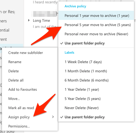 Outlook Rules and Policies - Folder Policies